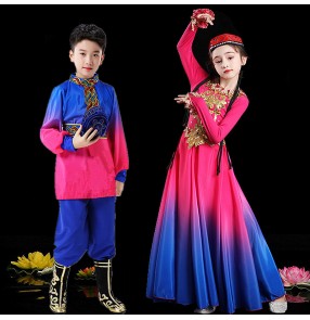 Children's Xinjiang Dance Performance Costumes Girls Boys Minority Performance Costumes Uyghur Opening Dance Costumes