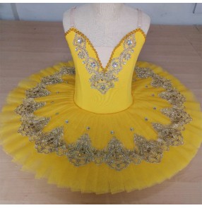 Children's yellow TUTU skirt Little Swan lake classical ballet dance dresses stage costume girl Swan Lake ballet costume tutu skirt