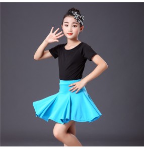 Children short sleeves latin dance dress practice gymnastics exercises dance costumes tops and skirts