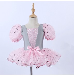 Children silver with pink tu tu skirts ballet dance dresses modern dance stage Performance costumes for girls 