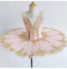 Children toddlers pink blue white tutu skirt leotard ballet dance dresses girl sleeping beauty professional flat tutu classical ballerina performance clothing 