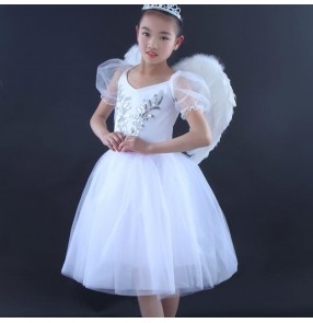 Children white ballet dance dress modern dance stage performance ballet dance costumes