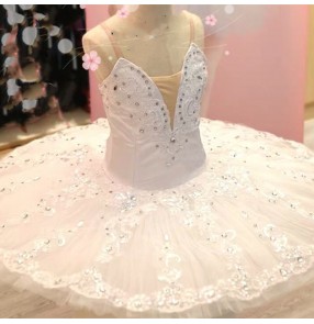 Children White little swan lake professional tutu skirts girls ballet performance costume ballerina performance panckae princess ballet dance dresses tutu performance costume