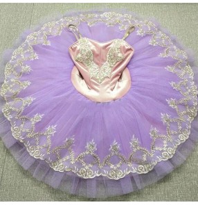 Children wine purple velvet ballet dance dresses tutu costumes Little swan lake dance tutu fluffy pancake skirt girls ballet performance costume