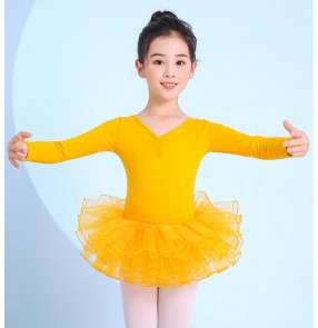 Children yellow turquoise pink tutu skirt ballet Dance dresses girls exercises practice clothes ballet performance test clothes