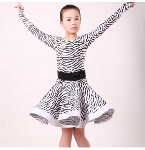 Children Zebra Tiger printed Latin Dance dresses Tiger Pattern kids girls Latin Dance skirts Latin Dance Dress Examination Dress 