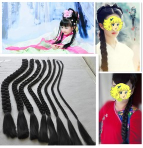 China Ancient traditional dance performance braids synthetic fiber for women girls photos dance studio drama cosplay plait pigtail braids25.59inch length 1pc