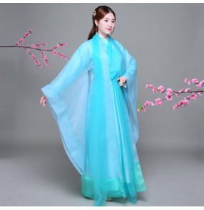 Chinese Ancient Costume Hanfu Dress drama cosplay blue fairy dress Women Folk Dance Qing Dynasty Tradition Wear Costumes 