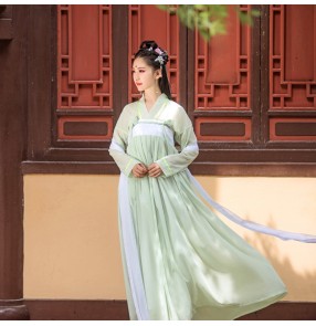 Chinese ancient Costume light green Hanfu Chinese Han Tang Ming Qing dynasty cosplay dresses women Fairy skirt full Classical dance costumes