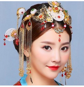 Chinese ancient empress headdress Bride drama photos cosplay hair accessories Chinese style Hanfu court royal tassel tiara hair accessories hairpin set ornament