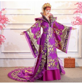 Chinese ancient Tang dynasty queen Drama cosplay Tailing Costume dress Guzheng Show Clothing Women Hanfu Chinese Photography clothes