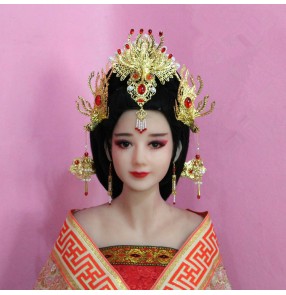 Chinese ancient traditional oriental dance queen phoenix headdress fairy princess drama cosplay hair accessories hairpin jewelry