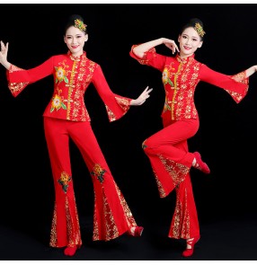 Chinese chinese Yangko clothing for women square dance waist drum costume traditional fan umbrella dance performance costume