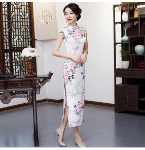 Chinese dress ancient traditional chinese qipao dress oriental style model stage performance Miss etiquette dress