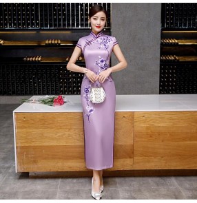 Chinese dress chinese qipao dress oriental cheongsam stage performance miss etiquette chorus waistress performing dress