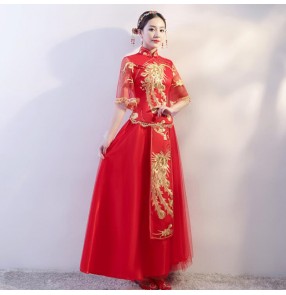 Chinese dress qipao dress china wedding party bride evening dress photography performance evening party dress