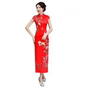 Chinese dress qipao dress oriental style cheongsam dress model stage performance host performing dress