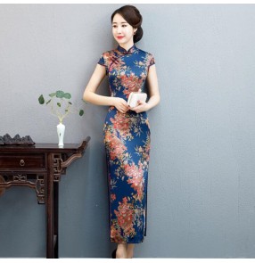 Chinese dress qipao dress retro traditional cheongsam oriental style stage performance singers host dress