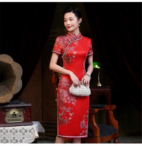 Chinese dress traditional Chinese qipao dresses oriental silk like evening party photo cheongsam dresses for women