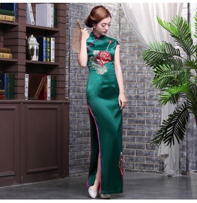 Chinese dress women's traditional china qipao dresses host singers Miss etiquette Stage performance cheongsam dress