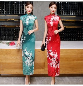 Chinese Dress women's traditional retro cheongsam qipao dresses stage performance Miss etiquette waitress dress