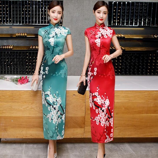 Retro Chinese Women/'s Cheongsam Qipao Dress Short Sleeve Qipao Ladies Dresses