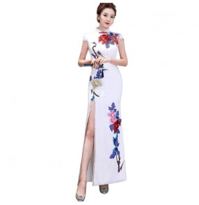 Chinese dresse women chinese retro qipao dress host singers miss etiquette model show performance evening dresses