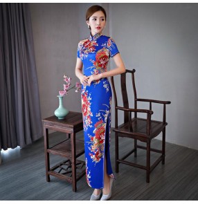 Chinese dresses cheongsam traditional retro qipao dresses miss etiquette cheongsam model performance dresses