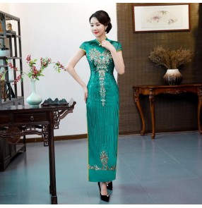 Chinese dresses chinese traditional retro qipao dresses host singers model show miss etiquette performance party dresses