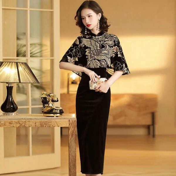 chinese velvet dress