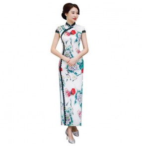 Chinese dresses oriental qipao dresses cheongsam dress miss etiquette evening model show performing dress