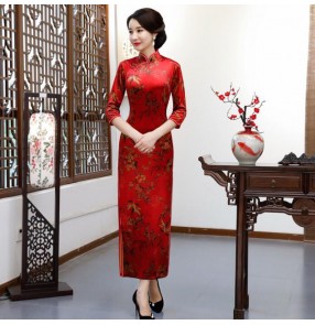 Chinese dresses oriental traditional qipao dress cheongsam dress host model show stage performance evenig dress