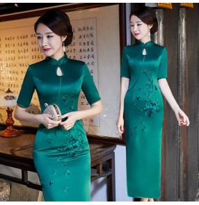 Chinese Dresses traditional chinese qipao dress for women stage performance host photos miss etiquette show evening dresses