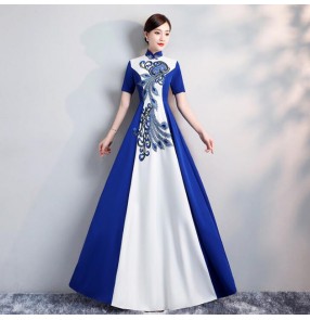 Chinese Dresses traditional qipao dresses host stage performance photos miss etiquette show performance evening party dress