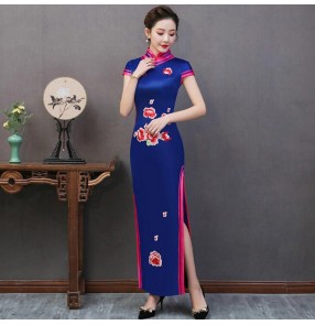 Chinese dresses women's qipao dresses retro traditional host singers miss etiquette performance evening dresses