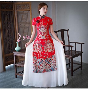 Chinese dresses women's traditional chinese qipao dresses host model stage performance evening party cheongsam dresses