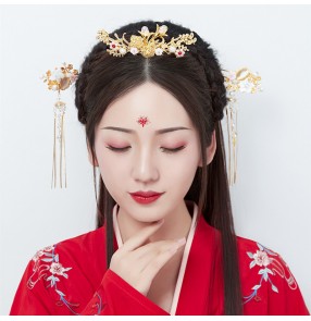 Chinese fairy princess Costumes phtotos empress headdress Hanfu Hair Headdress Tassel Hairpin Set chinese Ancient drama cosplay Hair Crown