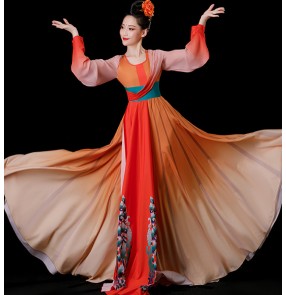 Chinese Folk Classical dance costume for women girls chinese fairy Hanfu Han Tang empress queen art test solo dance dress for woman