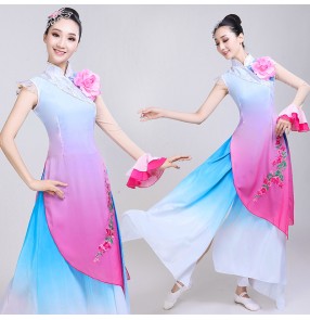 Chinese folk Classical dance performance costume for women Chinese ethnic elegant fairy fan dance dress Yangko costume for female