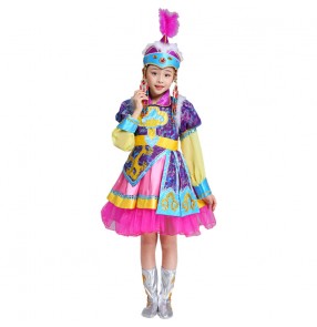 chinese folk dance costumes for girls Mongolian costume children Mongolian dance ethnic minority performance costumes grassland dance dresses