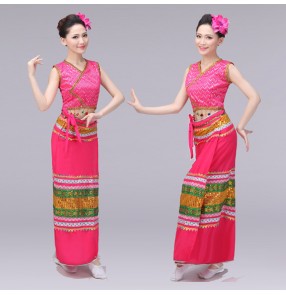 Chinese folk dance costumes for women Songkran Festival Dance Performance Thailand Yi Nationality Fishtail Skirt National Costume Stage Dress