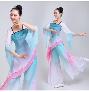 Chinese folk dance costumes traditional yangko fan dance dress costumes for women female 