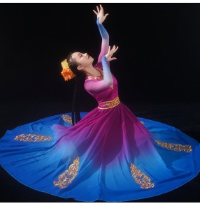 Chinese folk dance costumes Xinjiang dance costume performance costume ethnic minority big swing skirt Uyghur performance long skirt