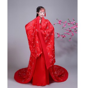 Chinese folk dance dress red hanfu fairy dress chinese ancient red empress queen palace TV drama Stage performance cosplay dress