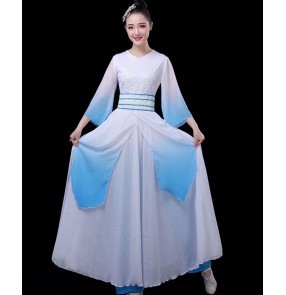 Chinese folk dance dresses fairy classical dance costume hanfu adult chinese folk umbrella dance fan dance performance costumes