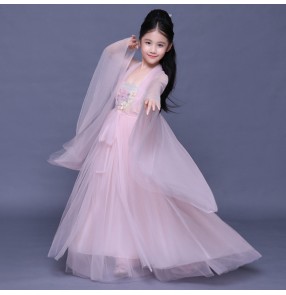 Chinese folk dance dresses pink colored hanfu princess dresses stage performance fairy anime drama film cosplay dresses