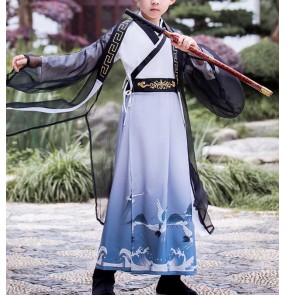 Chinese Hanfu for boy Ancien prince cosplay robe Children Han Tang Clothes chinese kung fu wushu swordsman stage performance gown