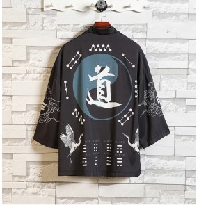 Chinese Hanfu for male Taoist layman clothes Chinese ancient folk costumes kimono cardigans tops retro style men's robe cloak Chinese kungfu Tang suit