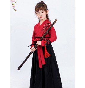 Chinese Hanfu girls Chinese style drama film cosplay fairy princess dresses ancient Tang suit little girl ancient costume children classical dance costumes