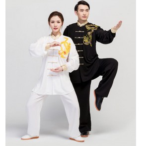Chinese Kung fu Tai Chi clothing for women and men Cotton and linen men's embroidered dragon martial arts wushu exercise clothes Female Tai Chi costume